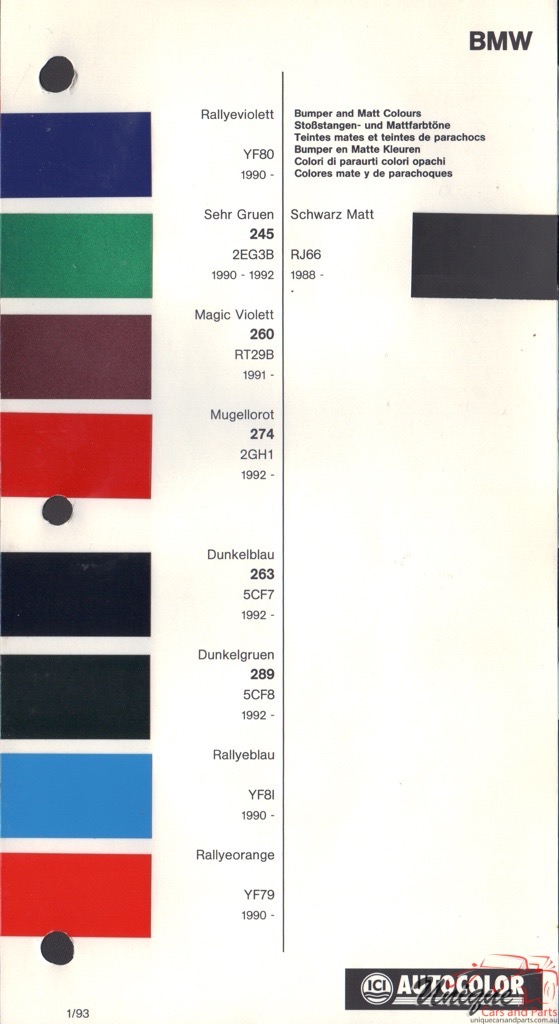 1988-1994 BMW Paint Charts Autocolor 2